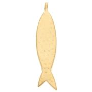 Fish pendant 35x8 mm - Gilded with fine gold - Turquoise x1