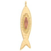 Fish pendant 35x8 mm - Gilded with fine gold - Salmon x1