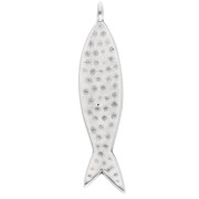 Fish pendant 35x8 mm - Antique sterling silver veneer - Turquoise x1
