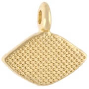 Lozenge charm 12x13 mm - Eye motif - Gilded with fine gold - White x1