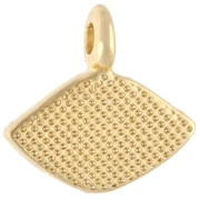 Lozenge charm 12x13 mm - Eye motif - Gilded with fine gold - White x1