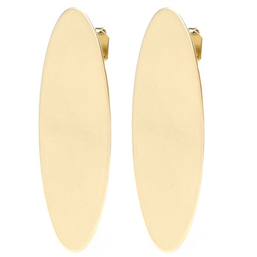 Oval Stud Earrings 30x9 mm with Open Hoop - Gold x2
