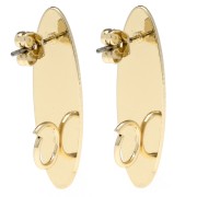 Oval Stud Earrings 30x9 mm with Open Hoop - Gold x2