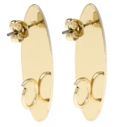 Oval Stud Earrings 30x9 mm with Open Hoop - Gold x2