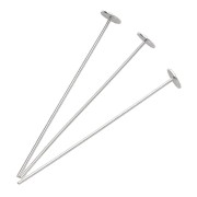 Flat-head nails, 25x0.4 mm—nail head 3 mm—925 Sterling Silver, 10 pieces