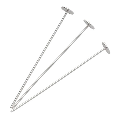 Flat-head nails, 25x0.4 mm—nail head 3 mm—925 Sterling Silver, 10 pieces