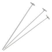 Flat-head nails, 30x0.5 mm—nail head 3 mm—925 Sterling Silver, 10 pieces