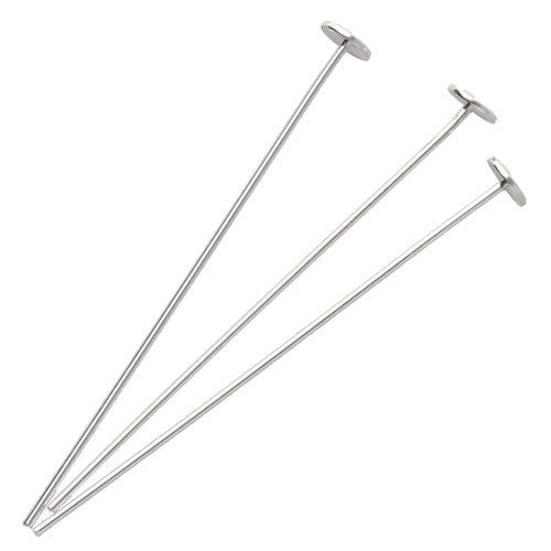 Flat-head nails, 30x0.5 mm—nail head 3 mm—925 Sterling Silver, 10 pieces