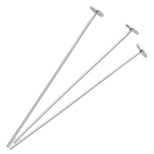 Flat-head nails, 30x0.5 mm—nail head 3 mm—925 Sterling Silver x10