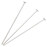 Flat-head nails, 40x0.7 mm—nail head 3 mm—925 Sterling Silver, x6