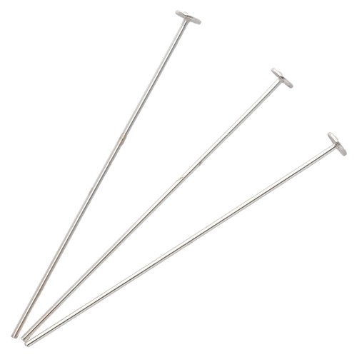 Flat-head nails, 40x0.7 mm—nail head 3 mm—925 Sterling Silver, x6