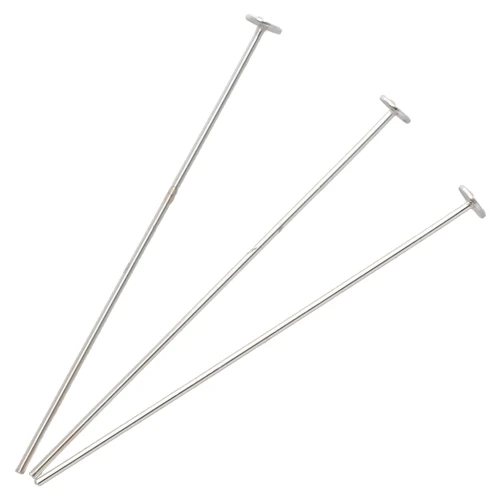 Flat-head nails, 40x0.7 mm—nail head 3 mm—925 Sterling Silver, x6