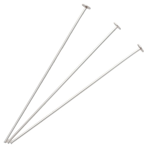 Flat-head nails, 50x0.8 mm—nail head 3 mm—925 Sterling Silver, pack of 6