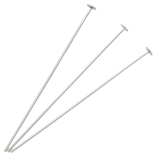 Flat-head nails, 50x0.8 mm—nail head 3 mm—925 Sterling Silver x6
