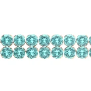 PureCrystal Crystal Mesh 40001, 2 rows, 5.3 mm, Reinvented Caribbean Green with Gold Accents, 5 cm