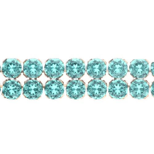 PureCrystal Crystal Mesh 40001, 2 rows, 5.3 mm, Reinvented Caribbean Green with Gold Accents, 5 cm