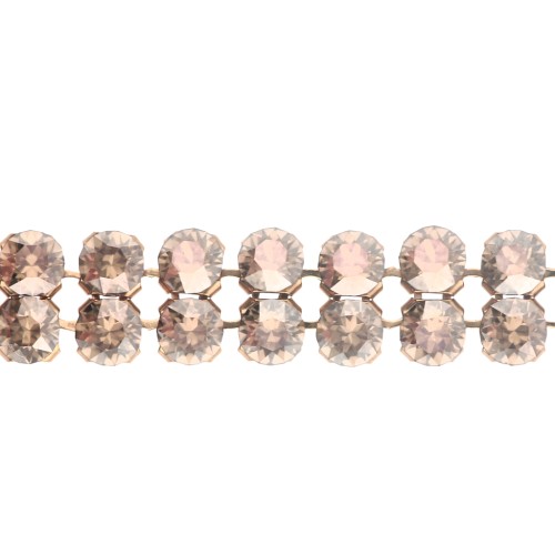 PureCrystal Crystal Mesh 40001, 2 rows, 5.3 mm - Crystal Bronze - Gold x 5 cm