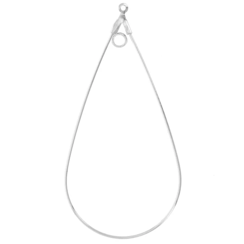 Single hoop drop earrings 44x23 mm - Silver x2