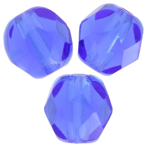 Fire Polished faceted round beads 6mm Sapphire  x25