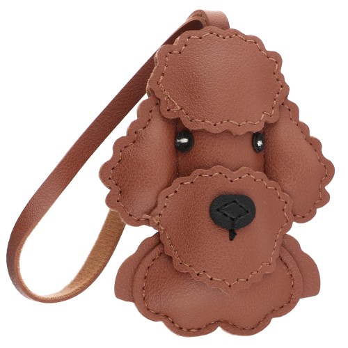 Poodle dog pendant 9x7 cm for bag jewelry - PU - Brown x1
