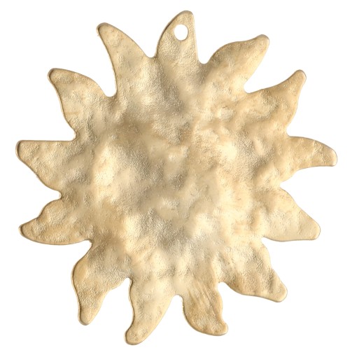 Hammered sun pendant 31 mm - Fine gold plated x1