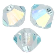 Preciosa Bicones - 3 mm Rondelle Bead - Silver Aquamarine AB x30