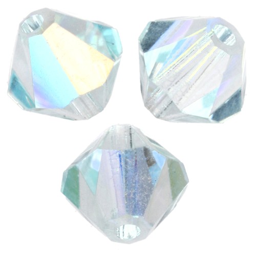 Preciosa Bicones - 4 mm Rondelle Bead - Silver Aquamarine AB x30