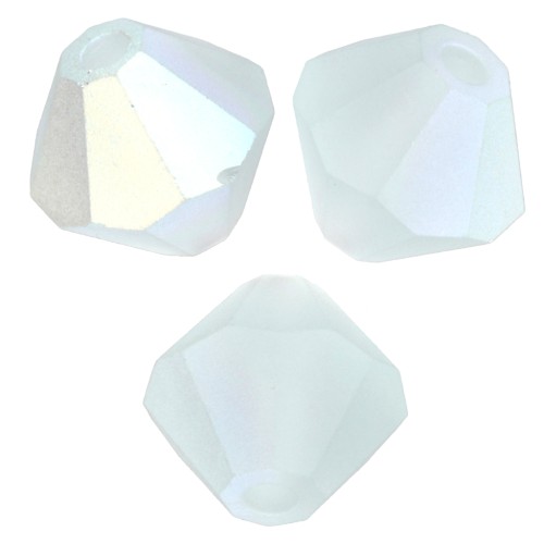 Preciosa Bicones - 4 mm Rondelle Bead - Silver Aquamarine AB Matte x30
