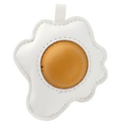 Flat egg pendant 7x6 cm for bag jewelry - PU - White - Yellow x1