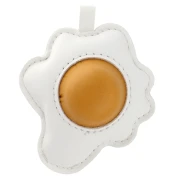 Flat egg pendant 7x6 cm for bag jewelry - PU - White - Yellow x1