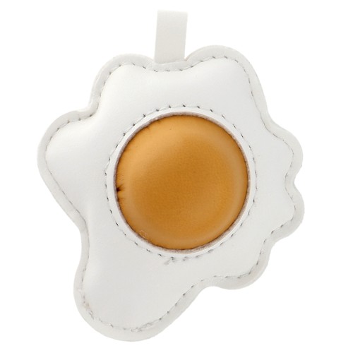 Flat egg pendant 7x6 cm for bag jewelry - PU - White - Yellow x1
