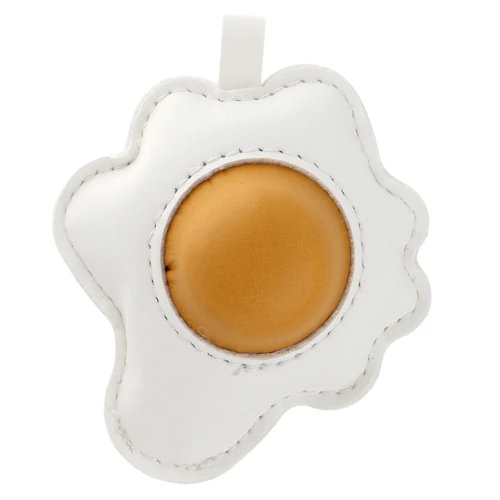 Flat egg pendant 7x6 cm for bag jewelry - PU - White - Yellow x1