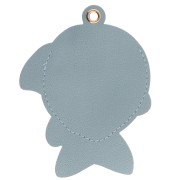 Fish pendant 10x7.5 cm for bag jewelry - PU - Multi Blue - White x1