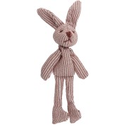 Rabbit pendant 12x4 cm for bag jewelry - Fabric - Striped Brown - Ecru x1