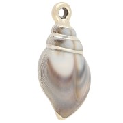43x21 mm Acrylic Shell Pendant - Marbled Beige - Gold x1