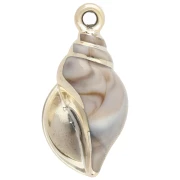 43x21 mm Acrylic Shell Pendant - Marbled Beige - Gold x1
