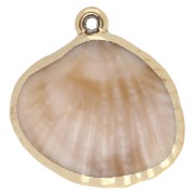 28x27 mm Acrylic Shell Pendant - Marbled Beige - Gold x1