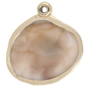 28x27 mm Acrylic Shell Pendant - Marbled Beige - Gold x1