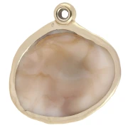 28x27 mm Acrylic Shell Pendant - Marbled Beige - Gold x1