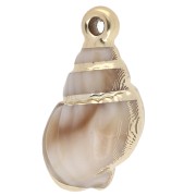 25.5x14 mm Acrylic Shell Pendant - Marbled Beige - Gold x1