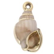 25.5x14 mm Acrylic Shell Pendant - Marbled Beige - Gold x1