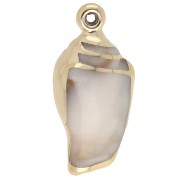 32x15 mm Acrylic Shell Pendant - Marbled Beige - Gold x1