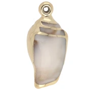 32x15 mm Acrylic Shell Pendant - Marbled Beige - Gold x1