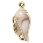 32x15 mm Acrylic Shell Pendant - Marbled Beige - Gold x1