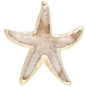Acrylic starfish pendant 49x45.5 mm - Beige marbled - Gold x1