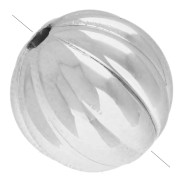 11 mm Round Ribbed Metallic Acrylic Beads CCB - Silver x8