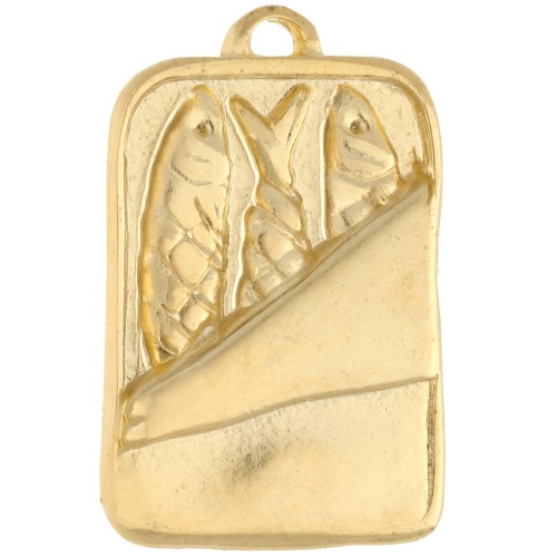 Sardine tin charm 24.5x16 mm - Gilded with fine gold x1