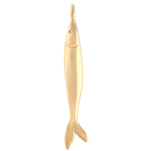 Fish pendant 40x6.5 mm - Gilded with fine gold x1