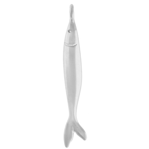 Fish pendant 40x6.5 mm - Aged sterling silver veneer x1