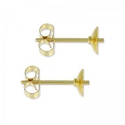 Gold Filled earstud for halfdrilled bead 4 and 6mm x2